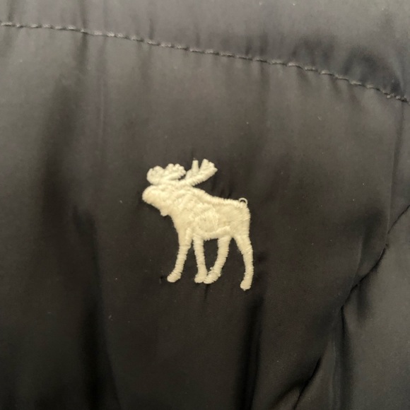 Abercrombie & Fitch Long Puffer Coat Waist Tie & Faux Fur Trim Hood Sz. L Gray - Picture 4 of 11